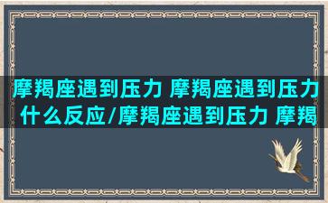 摩羯座遇到压力 摩羯座遇到压力什么反应/摩羯座遇到压力 摩羯座遇到压力什么反应-我的网站